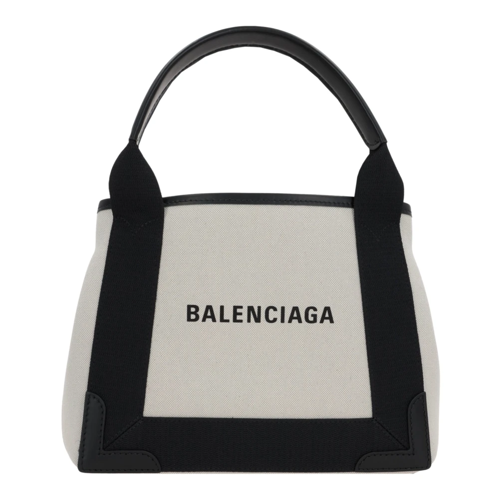 Balenciaga Zwarte canvas tote tas met leren afwerking Multicolor Dames