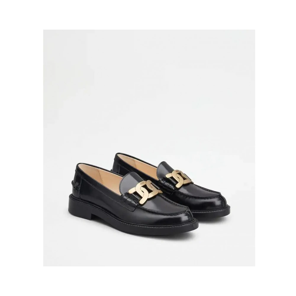 TOD'S Zwarte Leren Mocassins Black Dames