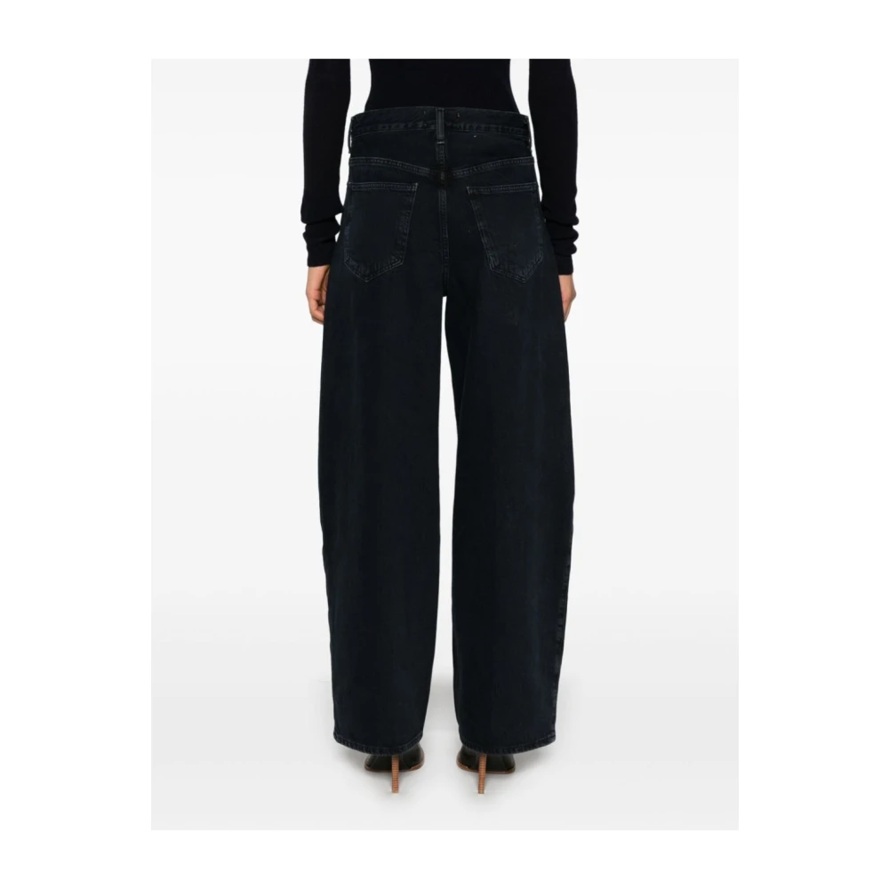 Agolde Hoge Taille Wijde Pijp Denim Broek Black Dames