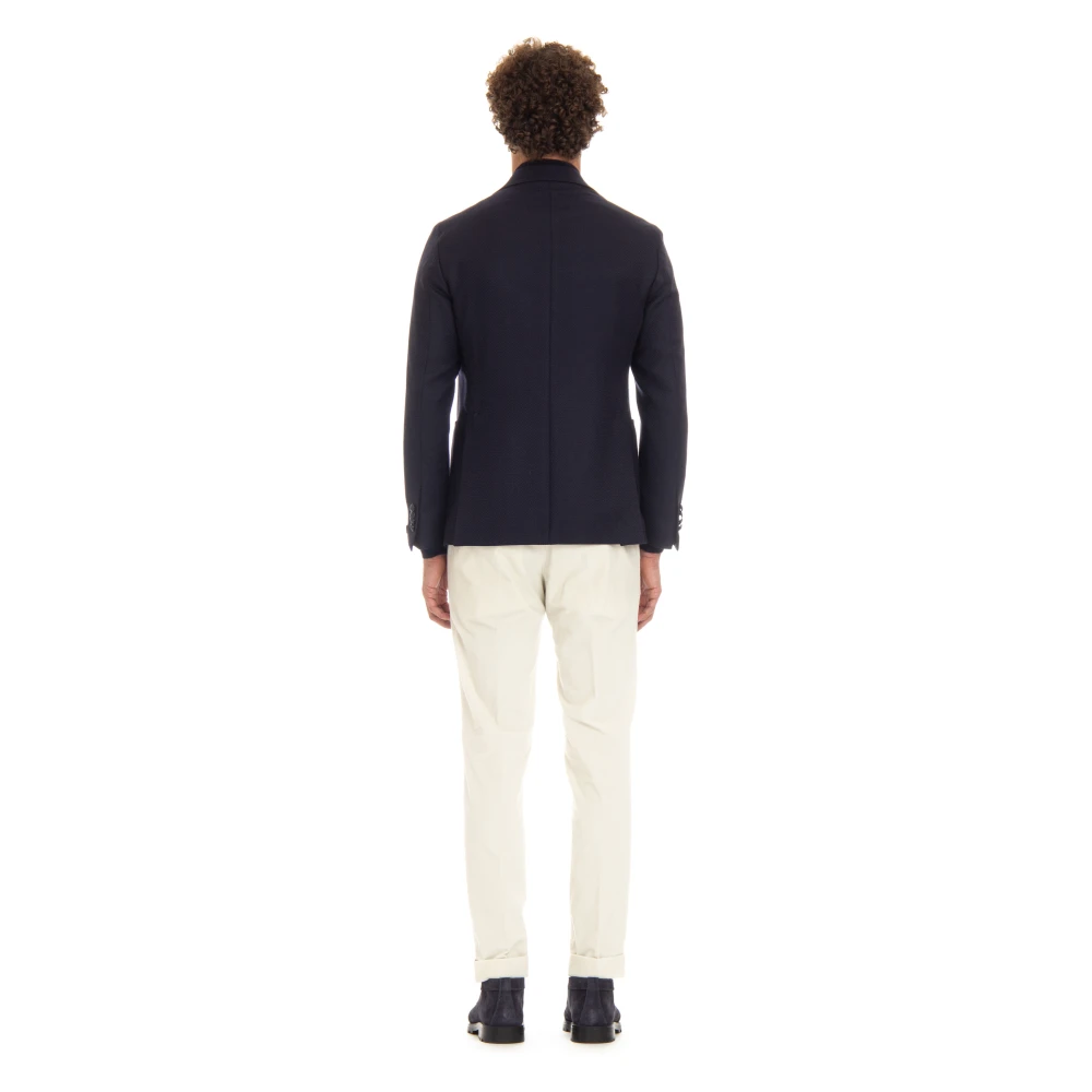 Tagliatore Blauwe Geweven Jas met Spiegel Revers Blue Heren