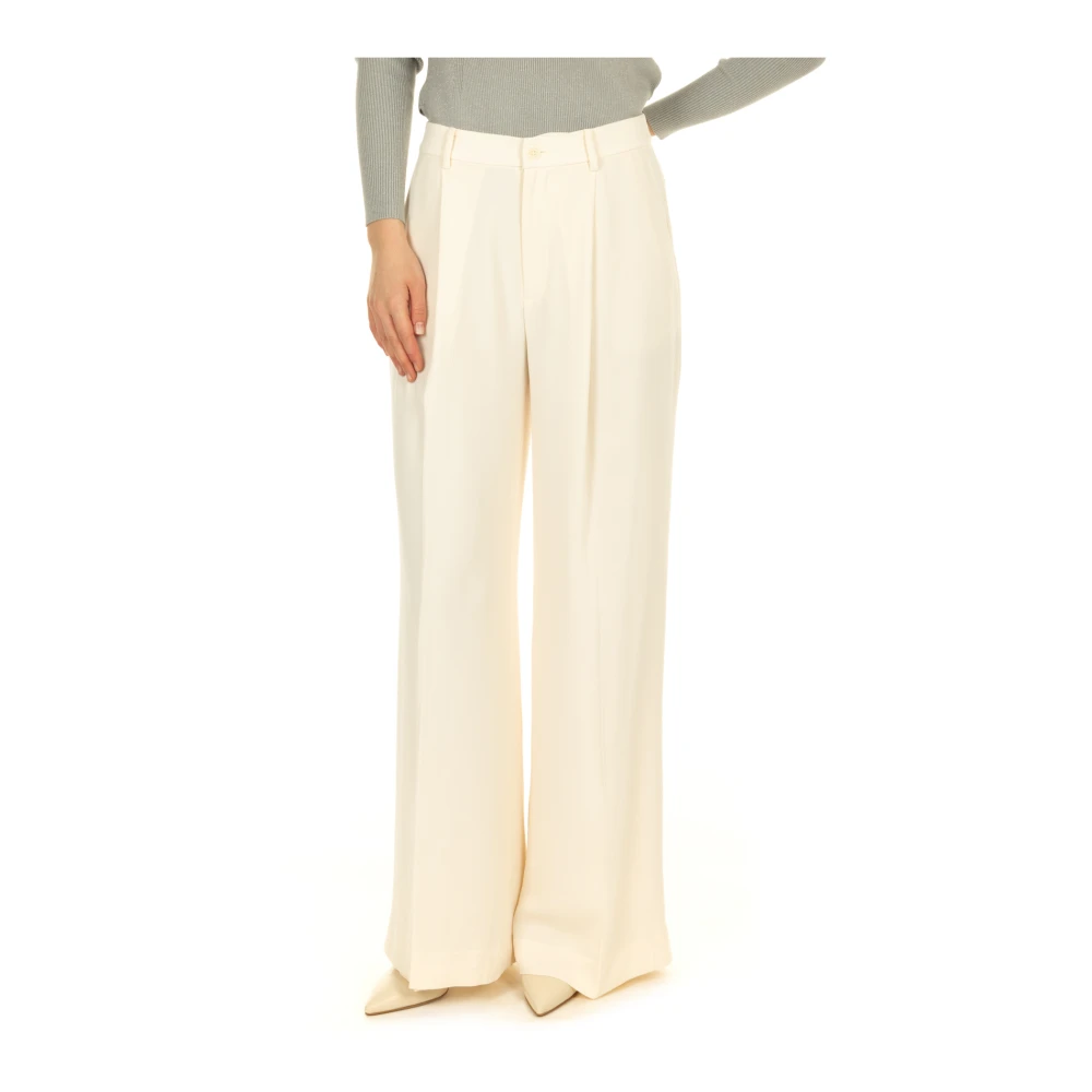 Ralph Lauren Kirahn Full Length Geplooide Broek Beige Dames
