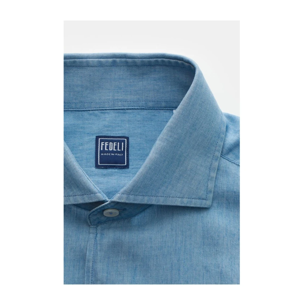 Fedeli Denim Light Klassieke Shirt Sean Model Blue Heren