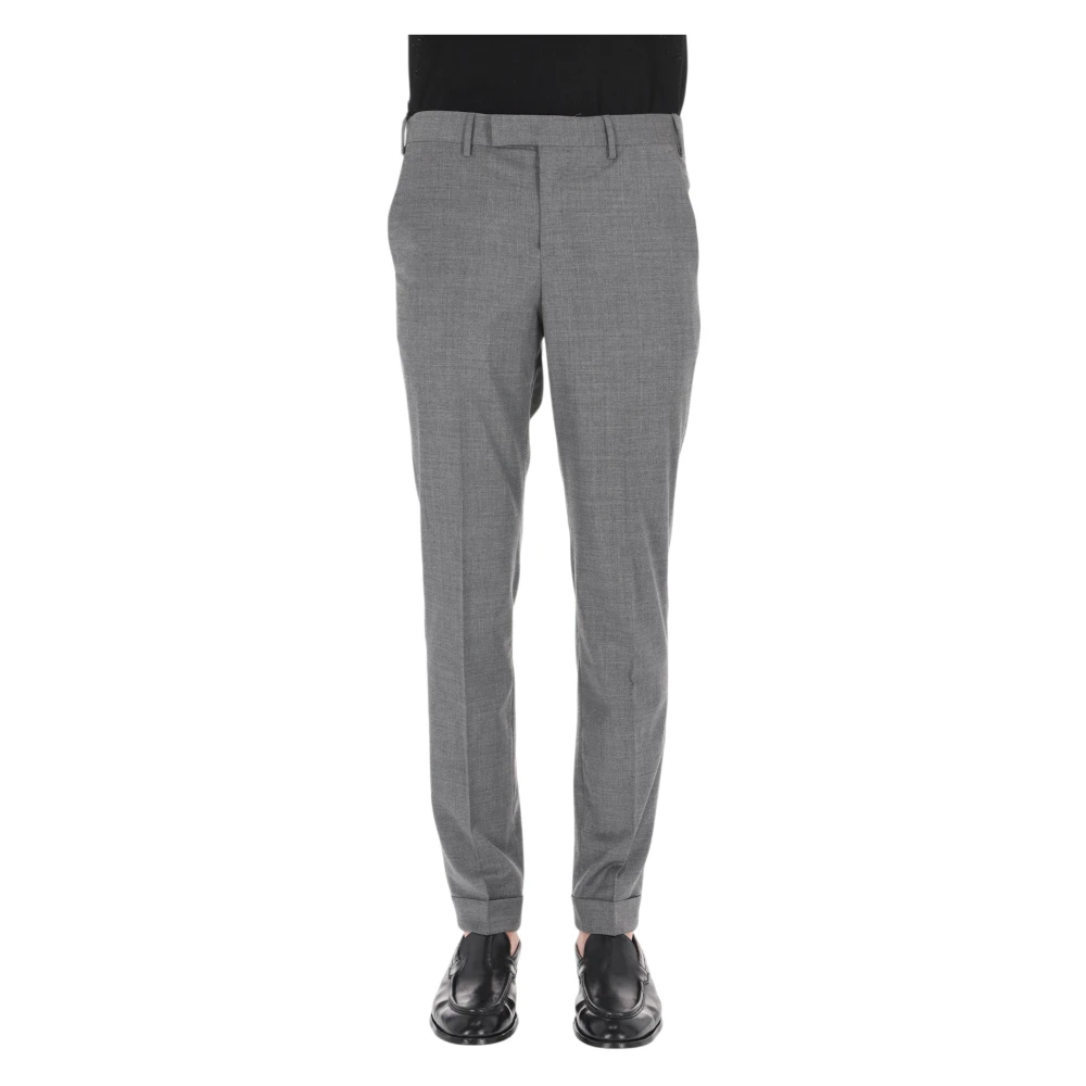 Pt Torino Men's Gray Techno Washable Wool Master Fit Trousers - Slim-Fit Trousers - L - Trousers