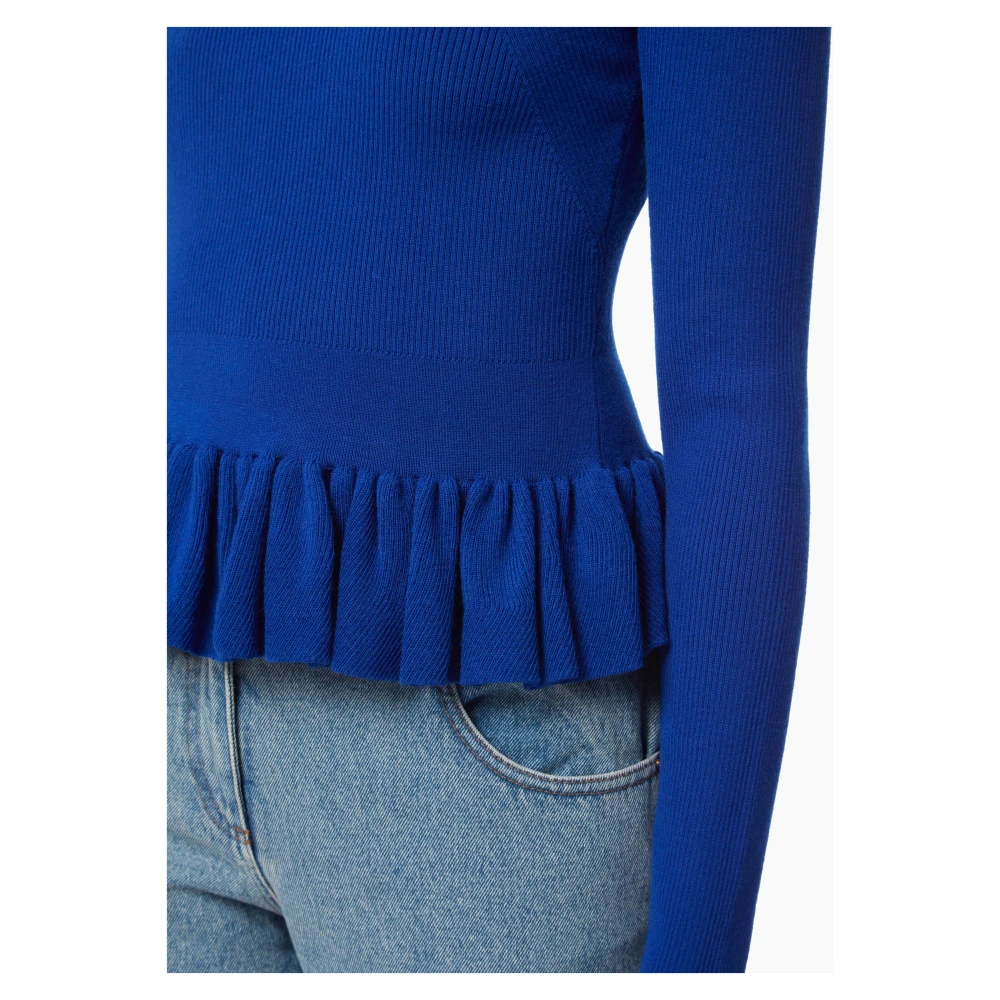 Nina Ricci Blauwe Ruffle Peplum Sweater Blue Dames