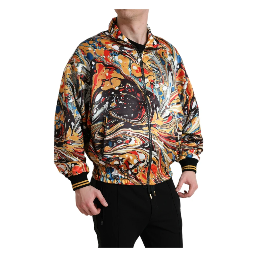 Dolce & Gabbana Multicolor Abstract Polyester Bomberjack Multicolor Heren
