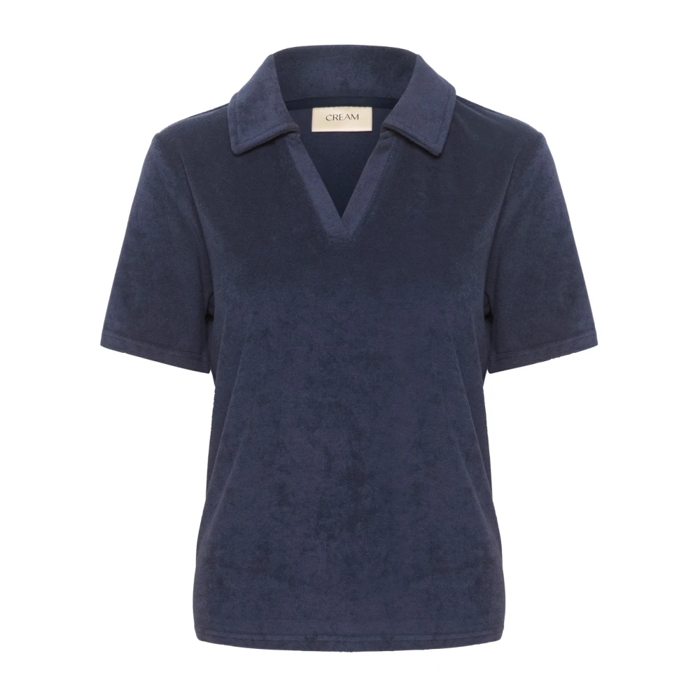 Marineblå Terry Cloth Bluse Topp