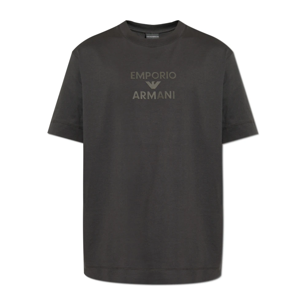 Emporio Armani T-shirt met bedrukt logo Gray Heren