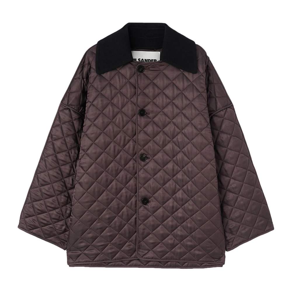 Jil Sander Bruine Oversized Gewatteerde Jas Brown Heren