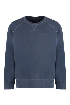 ribbstickad-sweatshirt-med-rund-hals-i-bomull