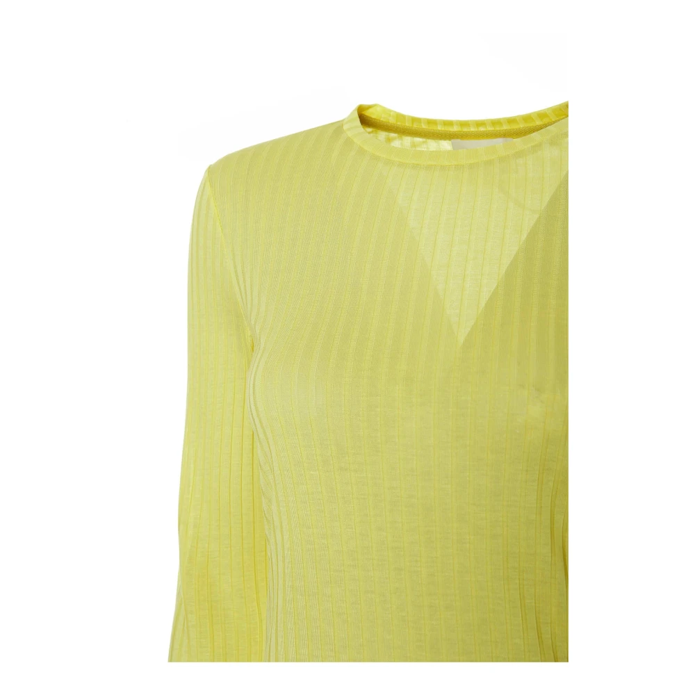 closed Round-neck Knitwear Yellow Dames