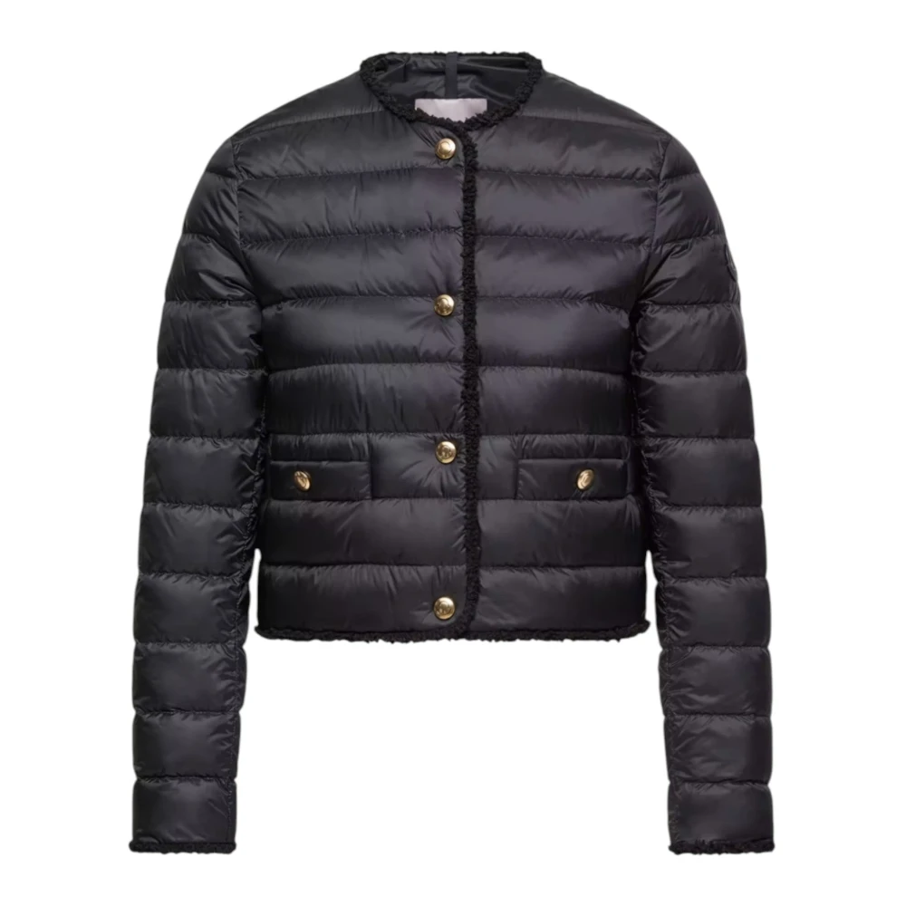 Moncler Black Fleurs Short Down Jacket - Female - Down Jackets - L - Jackets