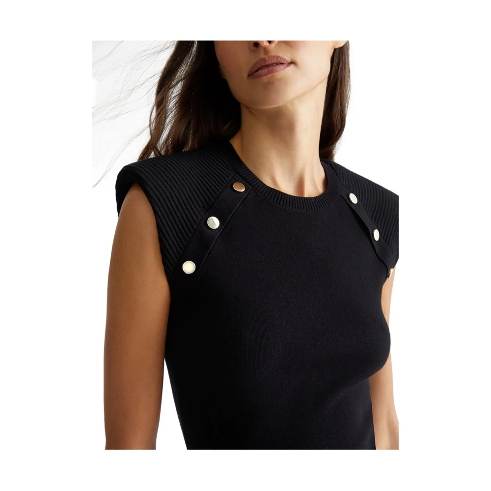 Liu Jo Elegante Zwarte Jurk met Geborduurde Details Black Dames