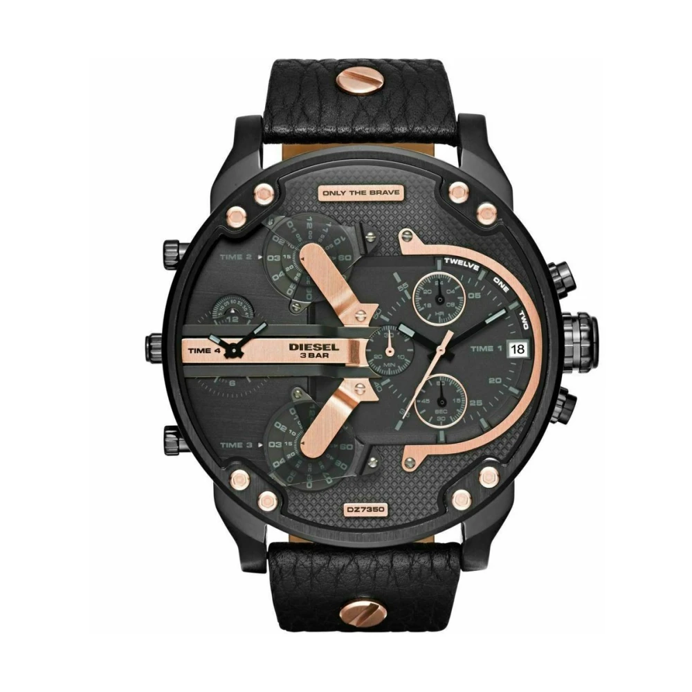 Diesel Uomo Nero Orologio Dz7350 Daddy 2.0 Cronografo Da - Immagine 2