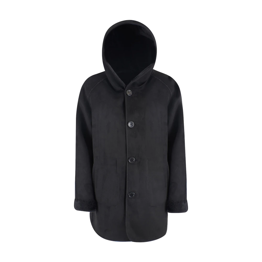 YES ZEE Zwarte jas met elegante capuchonknoopsluiting Black Dames