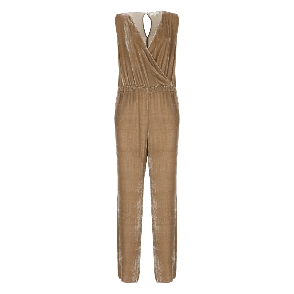 Antonelli Firenze Bruin Fluweel Pak V-Hals Mouwloze Jurk Brown Dames