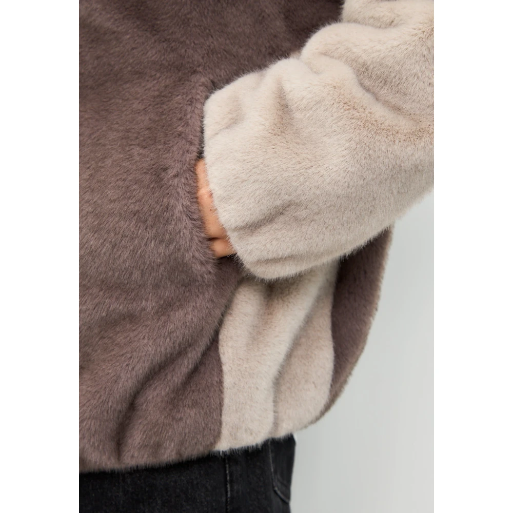 Cesare Gaspari Stijlvolle Hooded Nep Bontjas Reyna Bruin Brown Dames