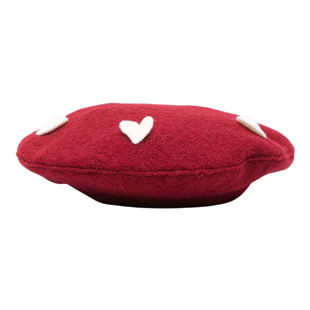 Monnalisa Red Hats & Caps, Female, 48 Cm, Wool Beret With Heart Detail