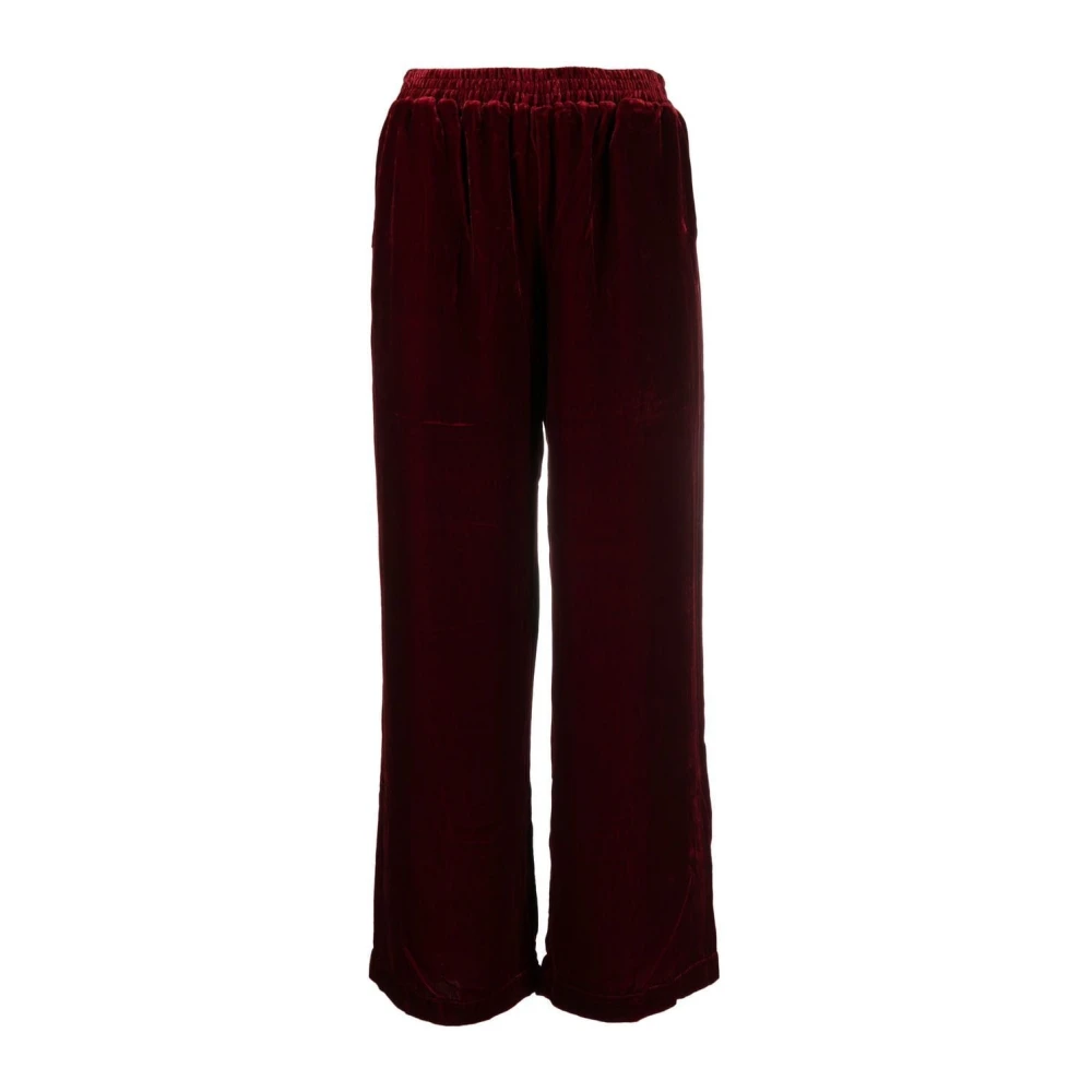 Gold Hawk Rode fluwelen broek met elastische tailleband Red Dames