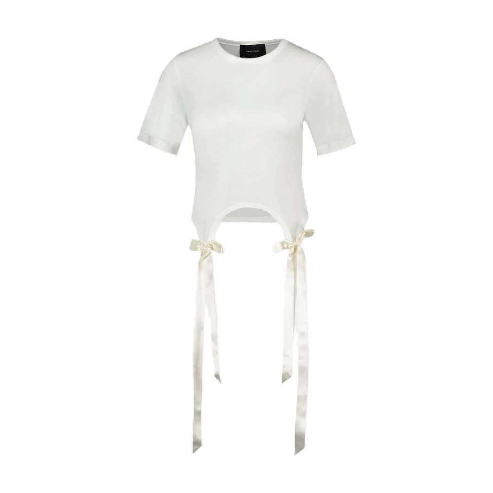 Simone Rocha Beige T-Shirts, Female, Xs, Bow Tail Easy T-Shirt