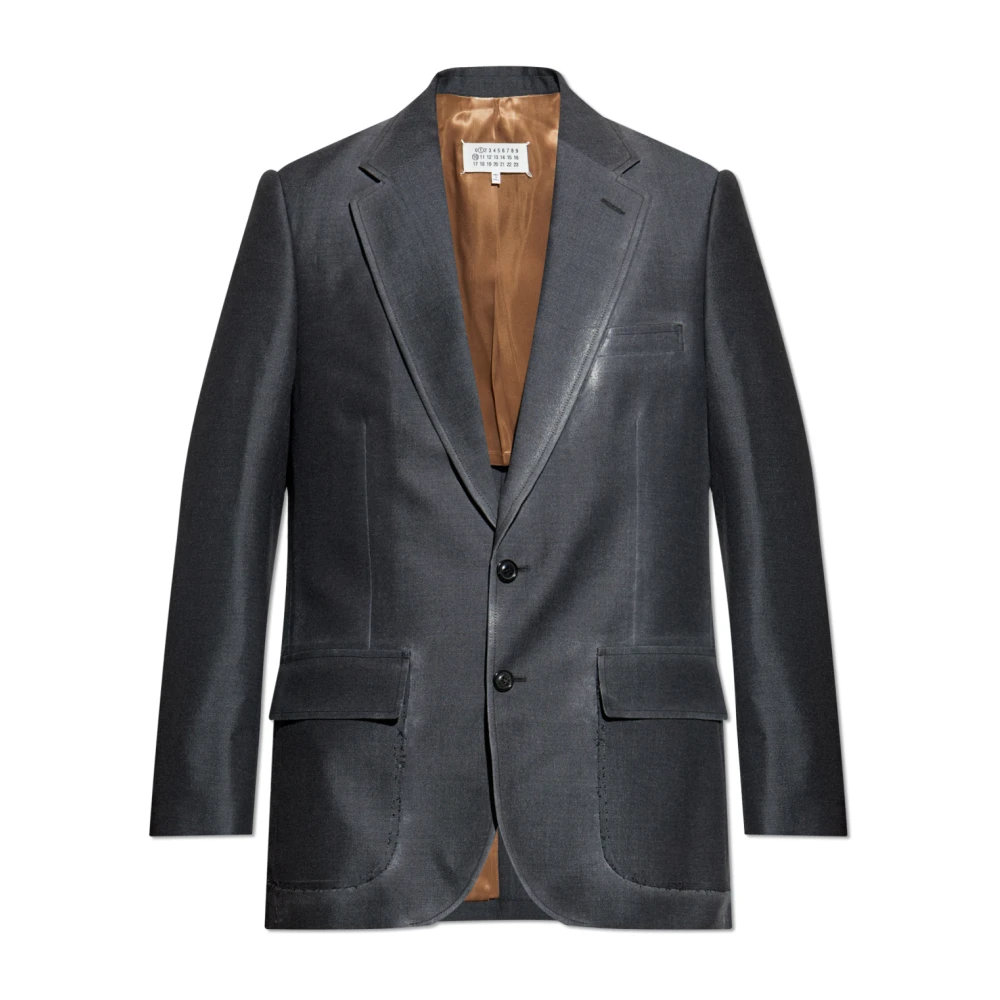 Maison Margiela Men's Gray Blazer With Raw Finish