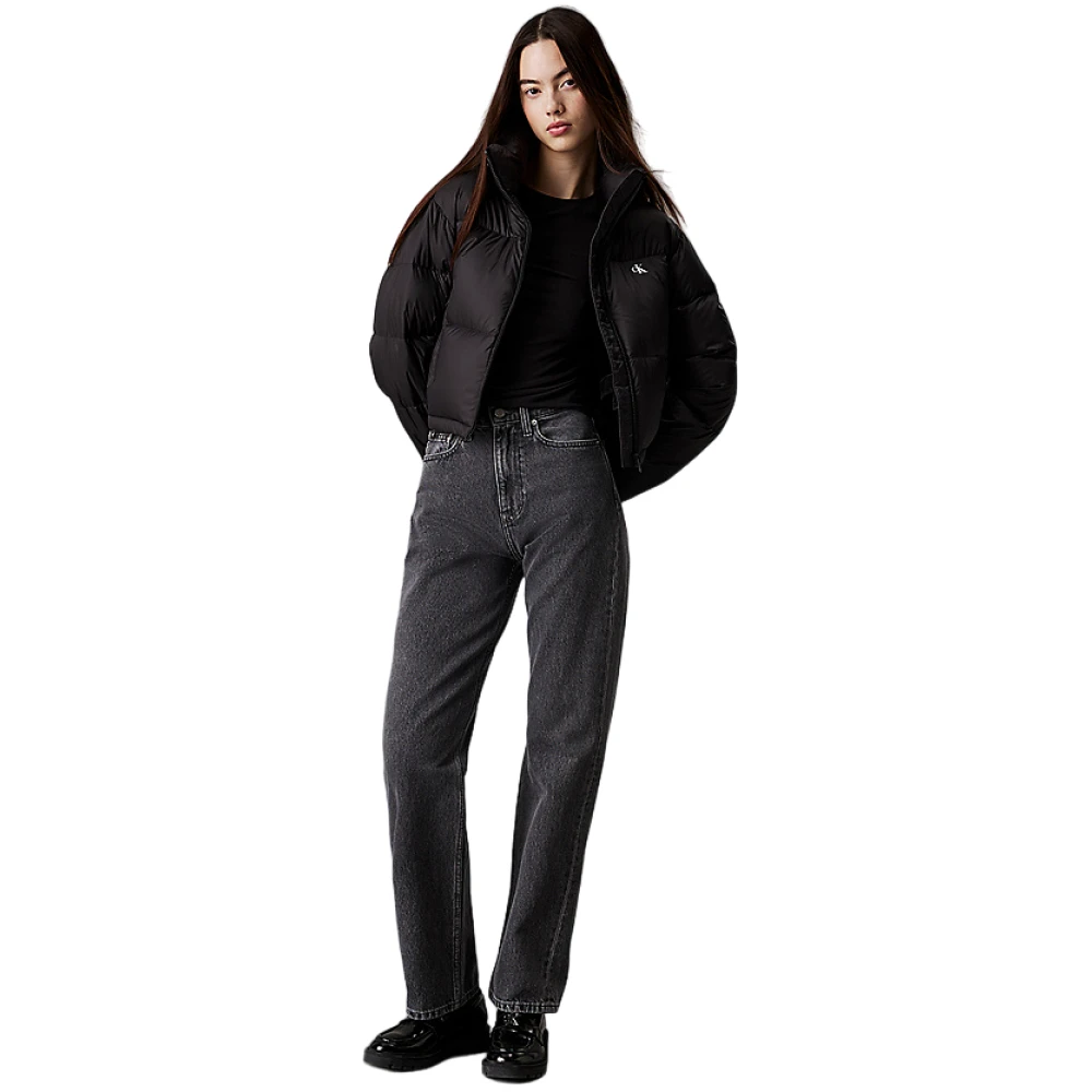 Calvin Klein Zwarte Nylon Jas Aw24 Black Dames