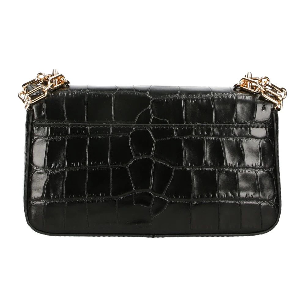 Michael Kors Zwarte leren schoudertas Magnetische sluiting Black Dames
