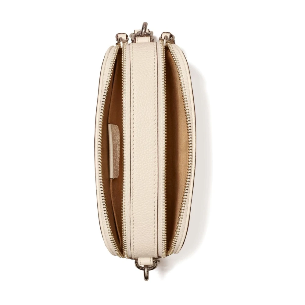 TORY BURCH Ivoor Leren Schoudertas Dubbele Rits White Dames