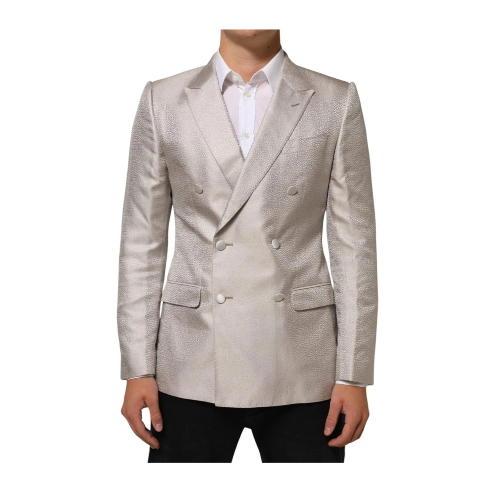 Dolce & Gabbana Men's Beige Martini Double-Breasted Suit Blazer