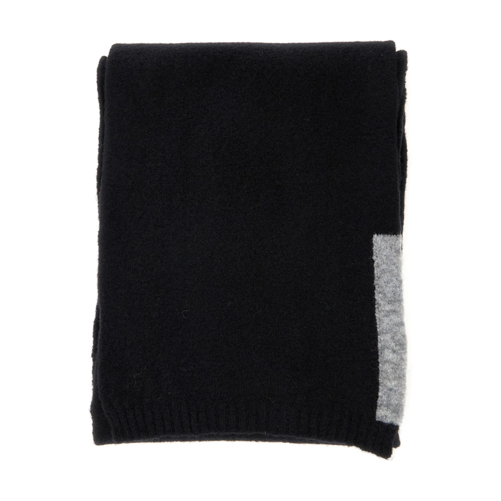 Semicouture Zwart Wollen Sjaal met Geribbelde Rand Black Dames