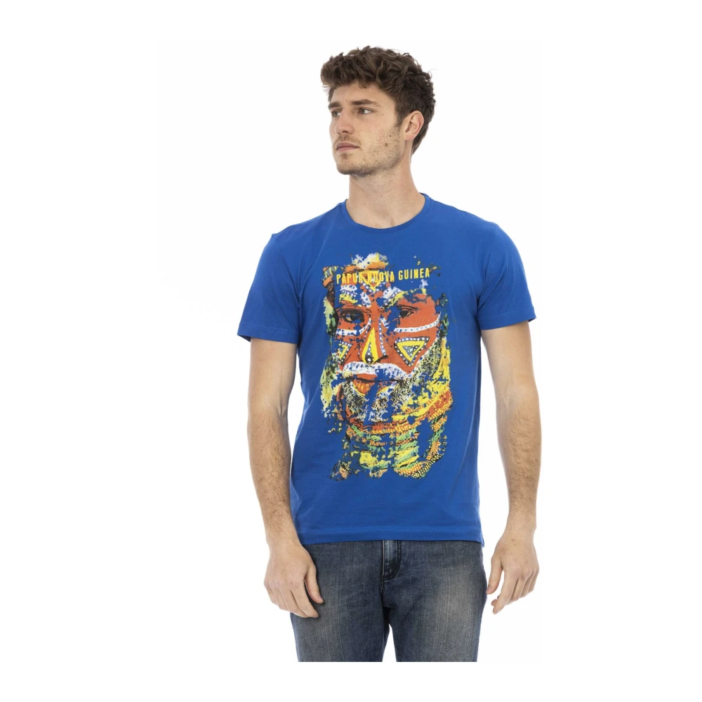 Trussardi Men's Blue Casual Round Neck Short Sleeve T-Shirt