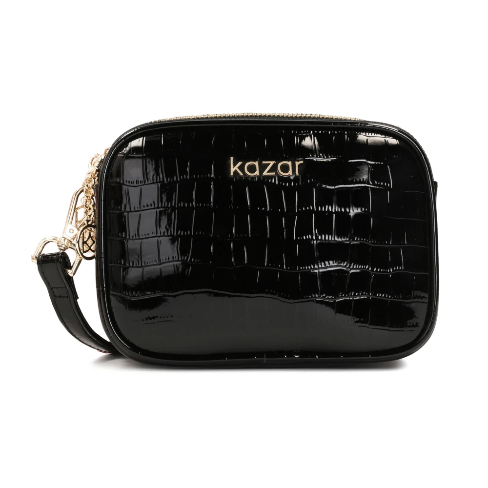 Kazar Kleine universele tas aan een band met elegante reliëf Black Dames