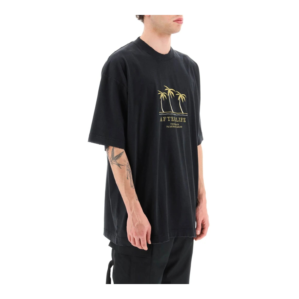 Vetements Geborduurd Palm Logo T-Shirt Black Heren