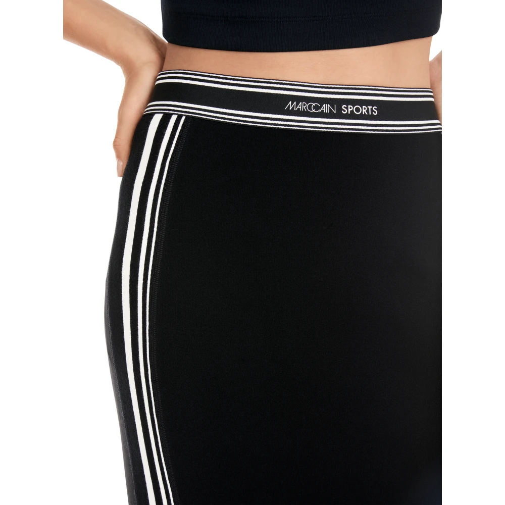 Marc Cain Gestreepte Gebreide Midi Rok Black Dames