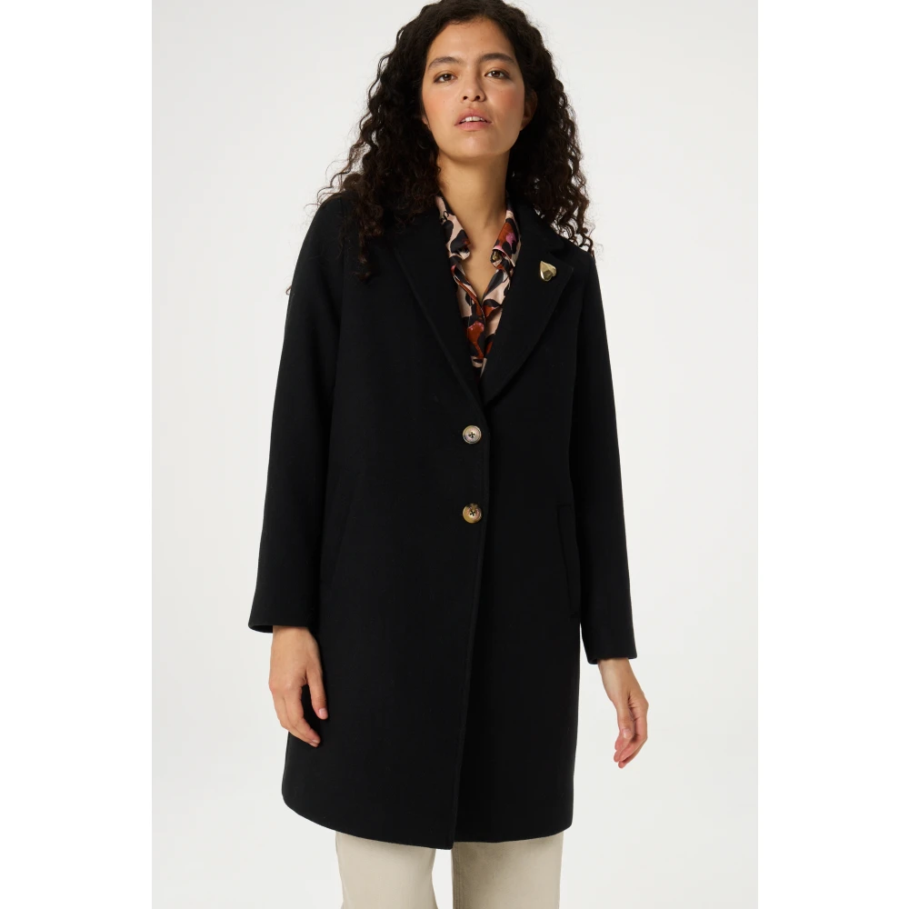 Fabienne Chapot Zwarte Klassieke Jas met Hart Pin Black Dames