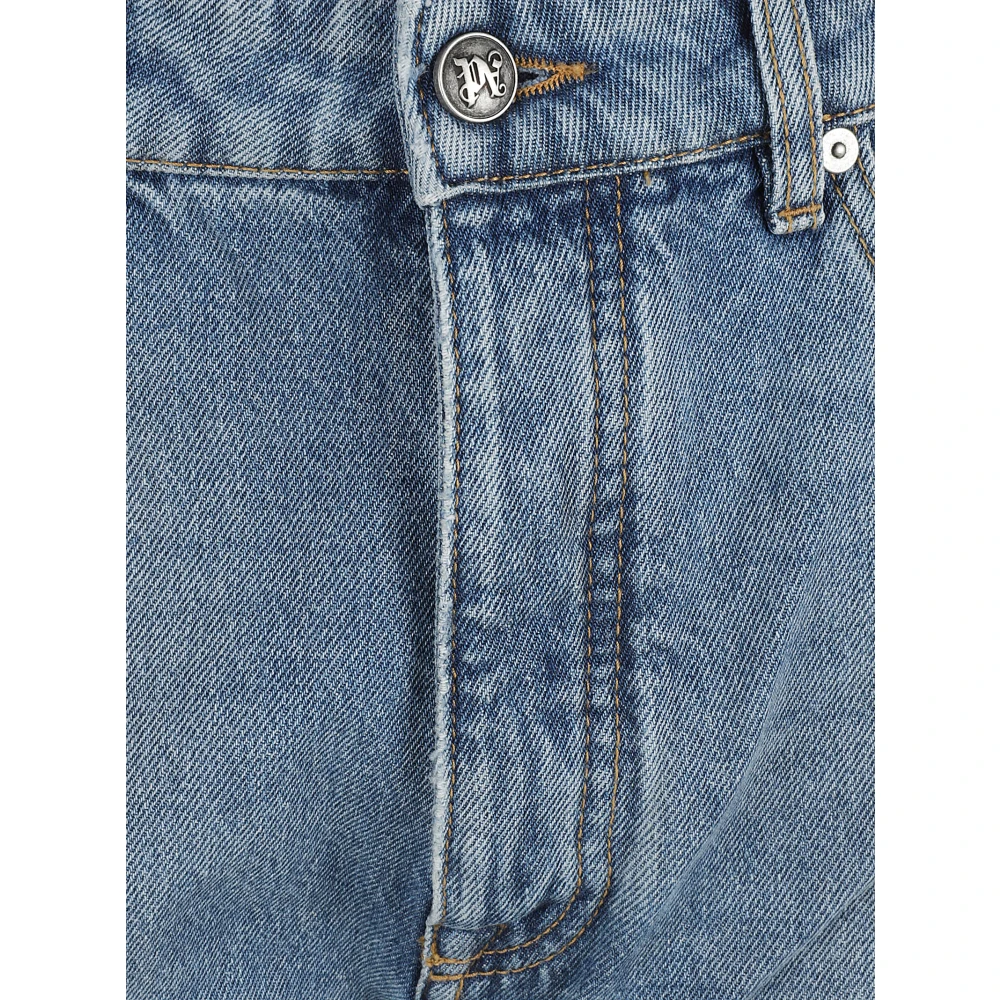 Palm Angels Grijze Jeans met Monogram Zakken Blue Heren