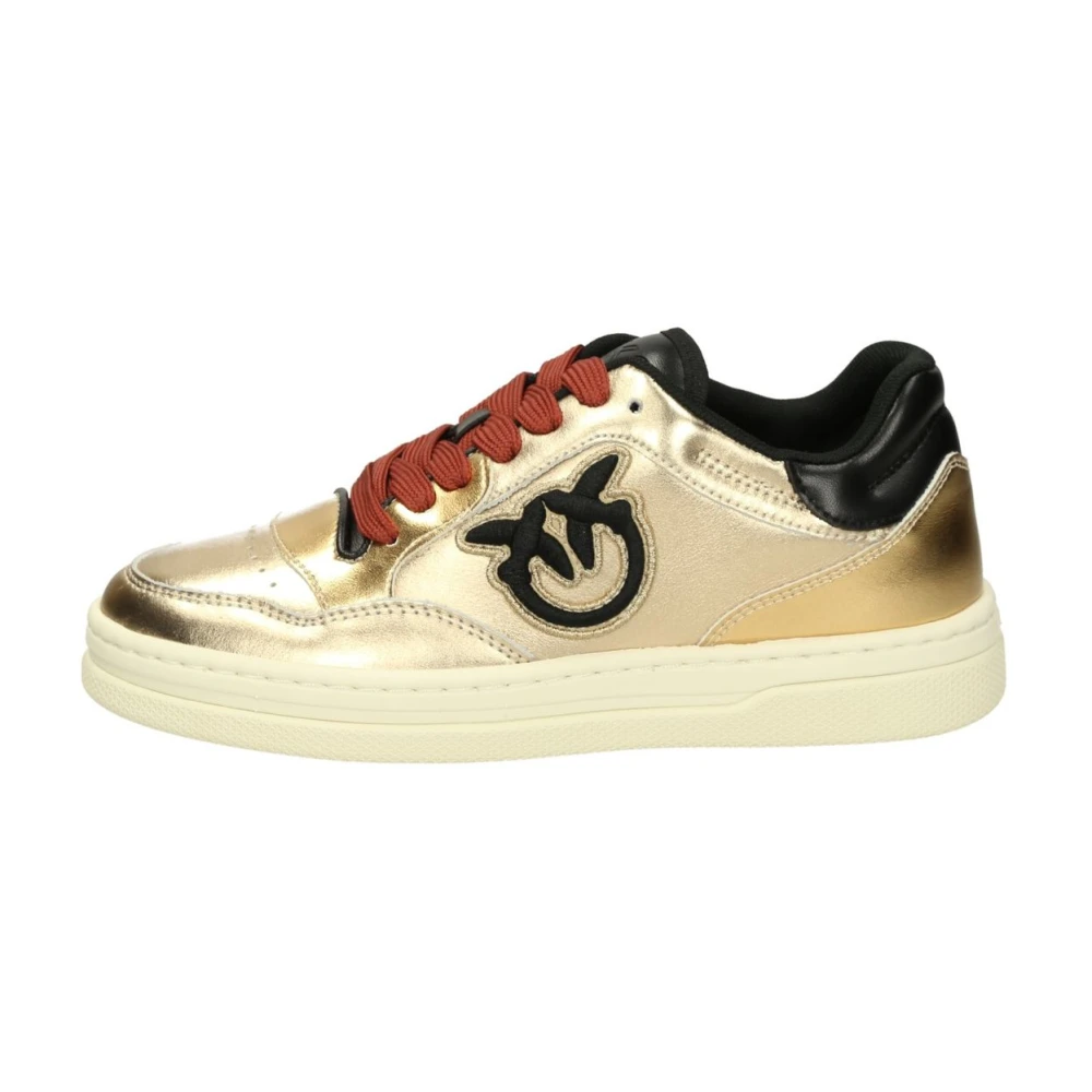 Pinko Low-top leren sneakers Dames Schoenen Geel