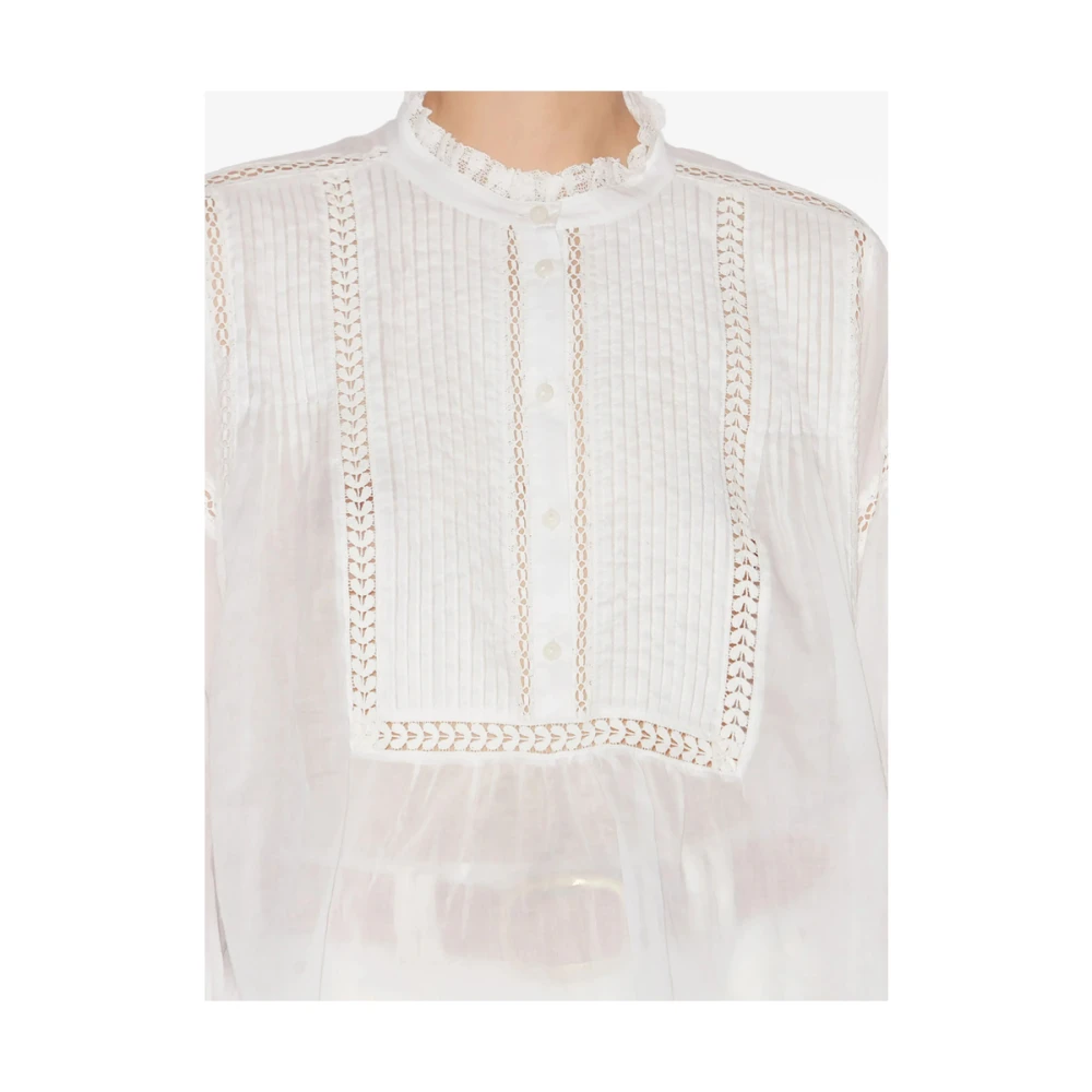 Isabel Marant Étoile Blouse met gerimpelde halslijn en lange mouwen White Dames