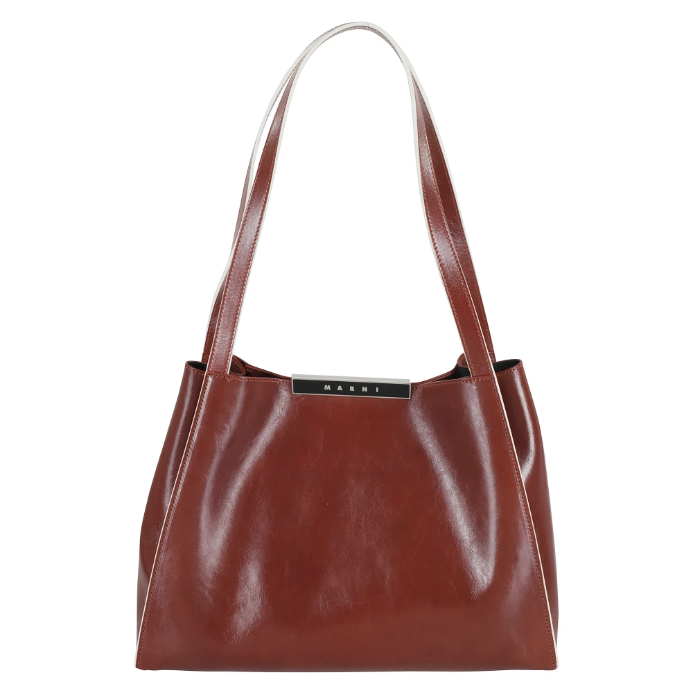 Marni Röd Bordeaux Läder Tote Väska