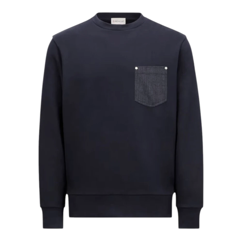 Moncler Blue Denim Chest Pocket Cotton Sweatshirt - Male - Sweatshirts - M - Sweatshirts & Hoodies