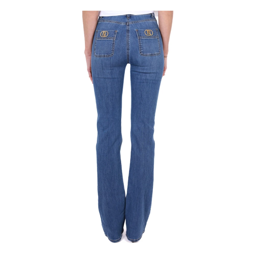 Elisabetta Franchi Rechte Pijp Denim Stretch Jeans Blauw Blue Dames