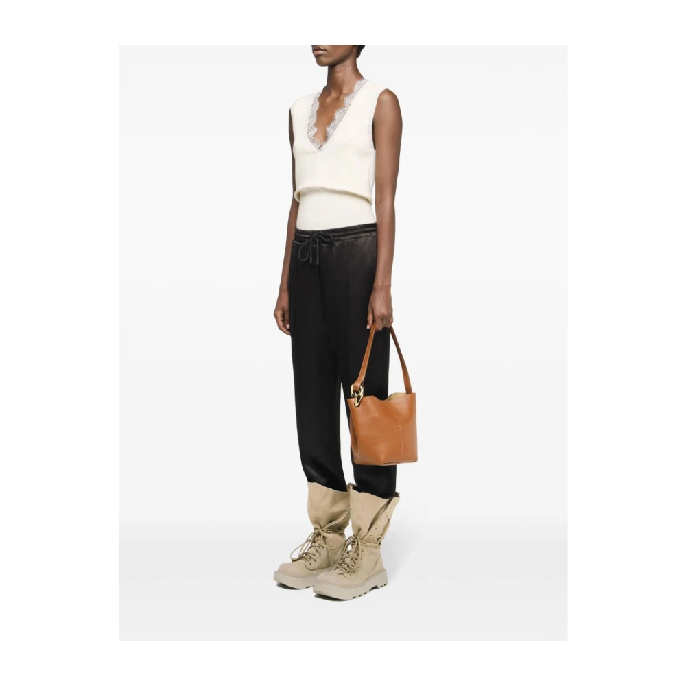 JW Anderson Bruin leren bucket tas met gouden hardware Brown Dames