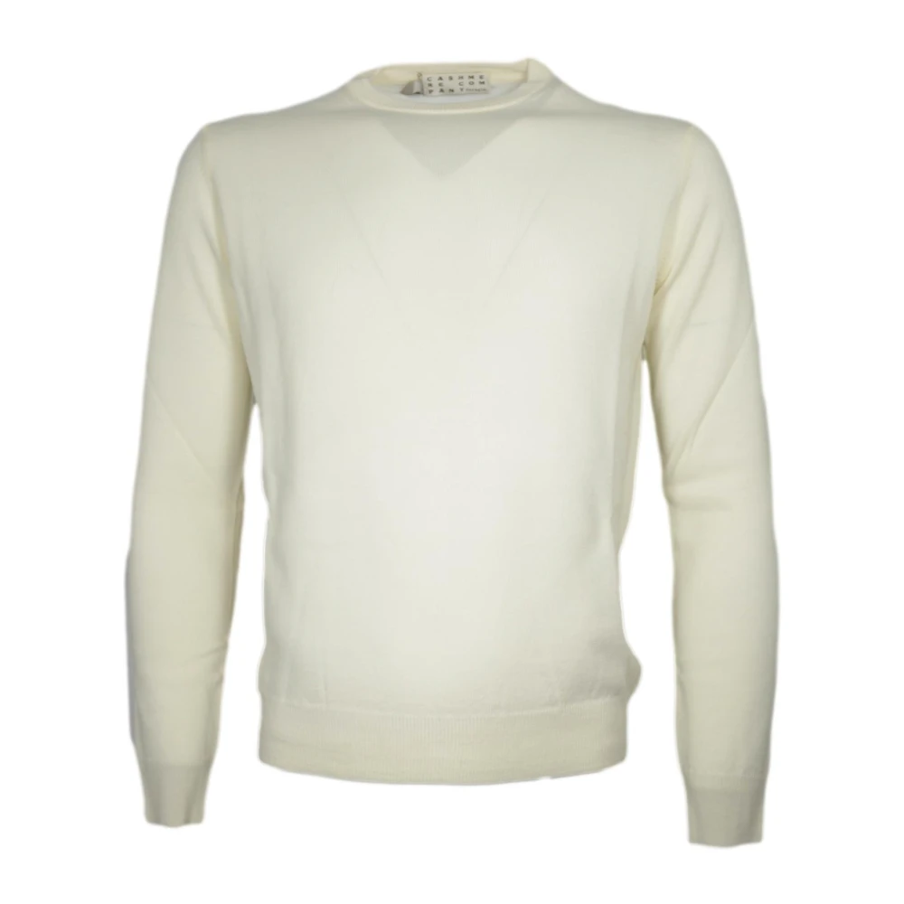 Cashmere Company Men's White Round-Neck Knitwear, M, Round-Neck Knit