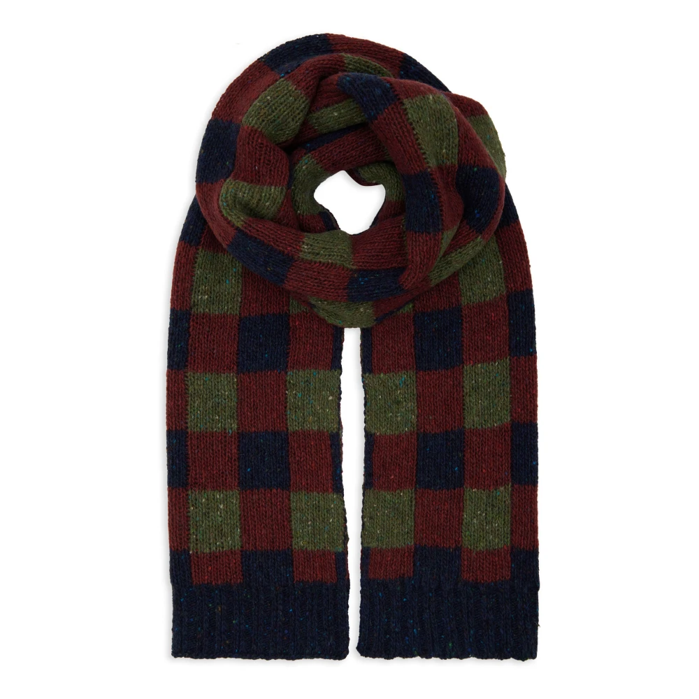 Gallo Unisex blauwe sjaal met schaakbordmotief Multicolor Unisex