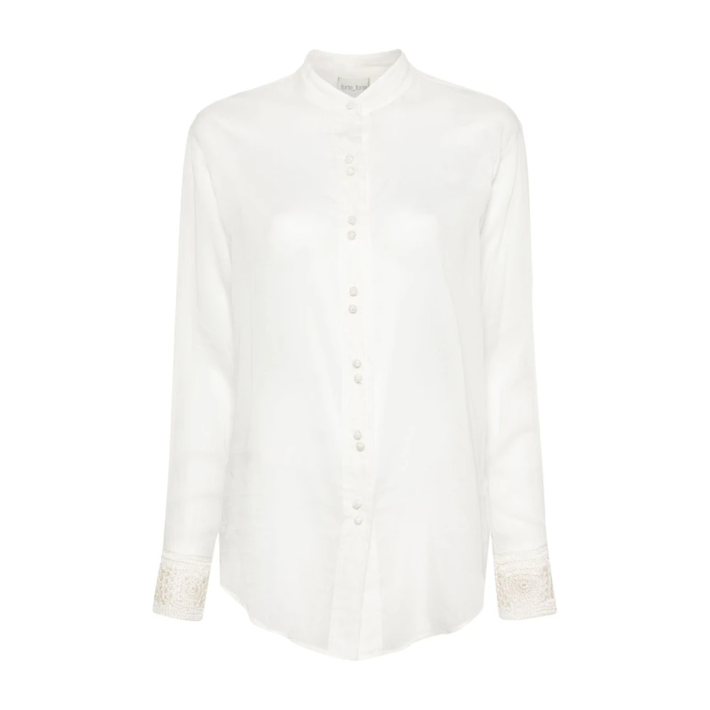 Forte Witte Katoen Zijde Voile Oversized Shirt White Dames