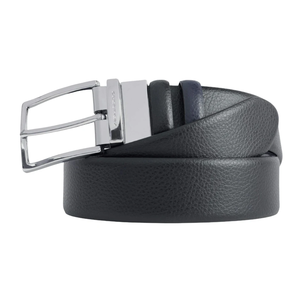 Piquadro Men's Black Belts, One Size, Reversible Leather Belt