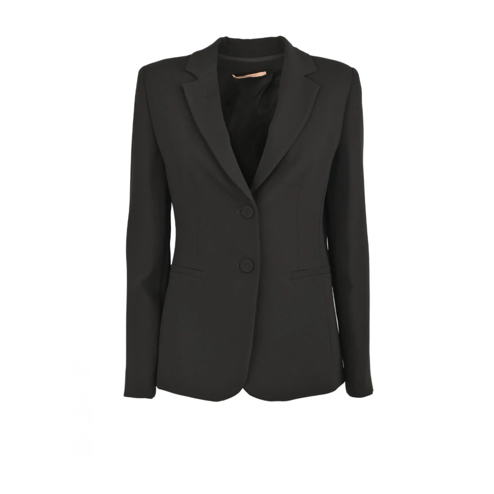 Pennyblack Formele Crepe Jas met Smalle Revers Black Dames
