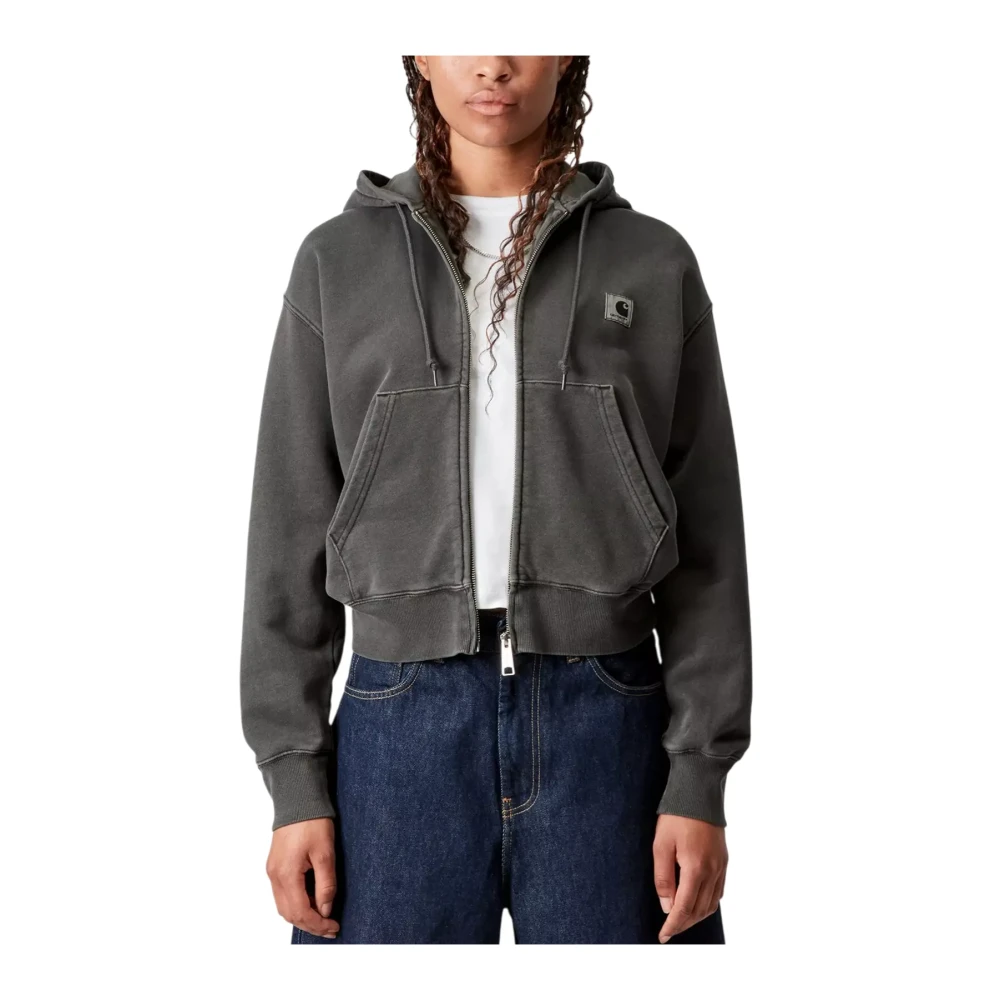 Carhartt Wip Women's Black Zip-Throughs, Xs, Hooded Nelson Jacket