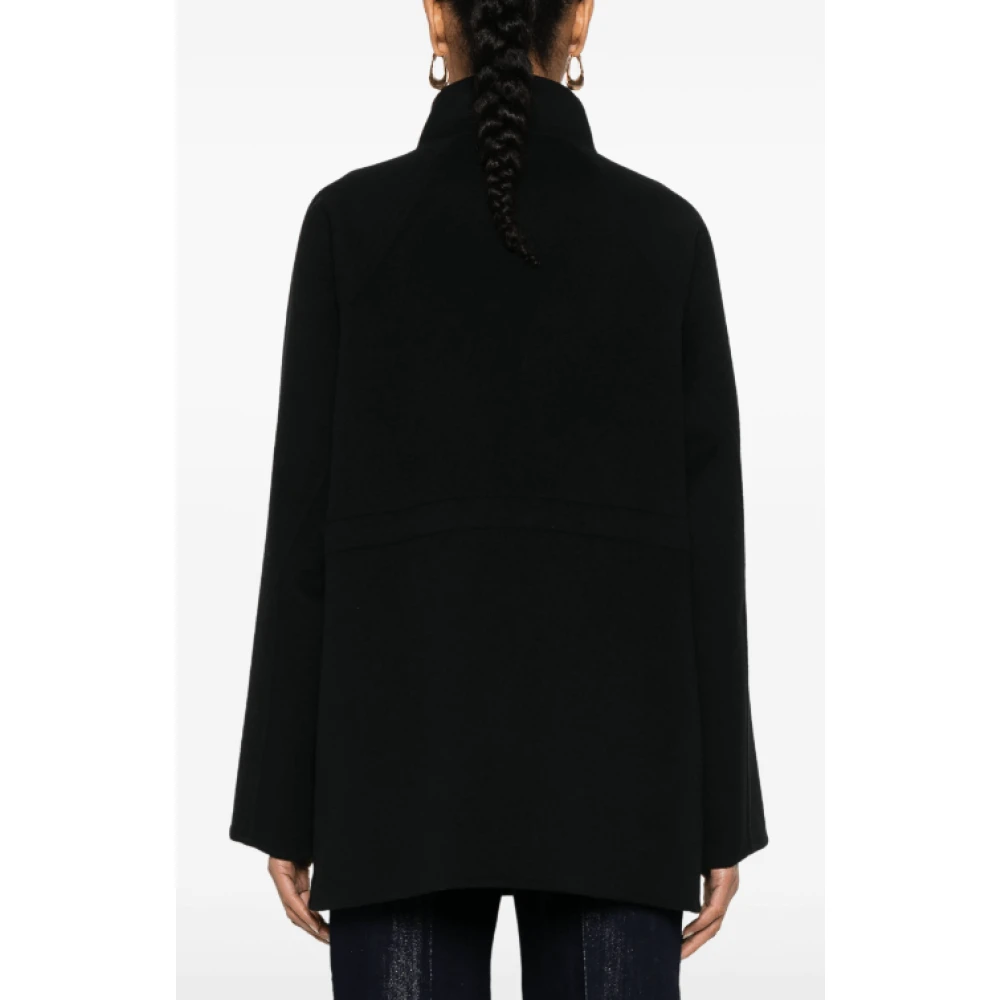 Fendi Zwarte Wollen Blend Textuurjas Black Dames