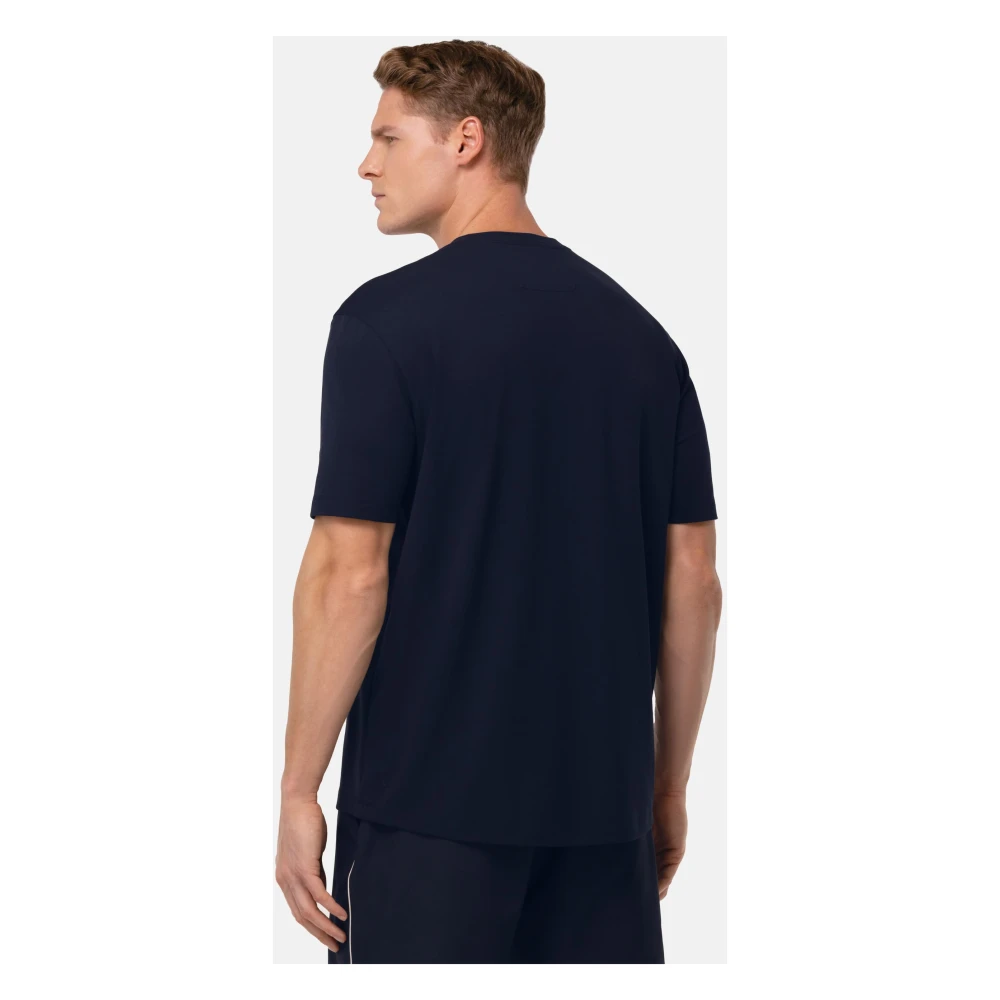 Boggi Milano High-Performance Piqué T-Shirt Blue Heren