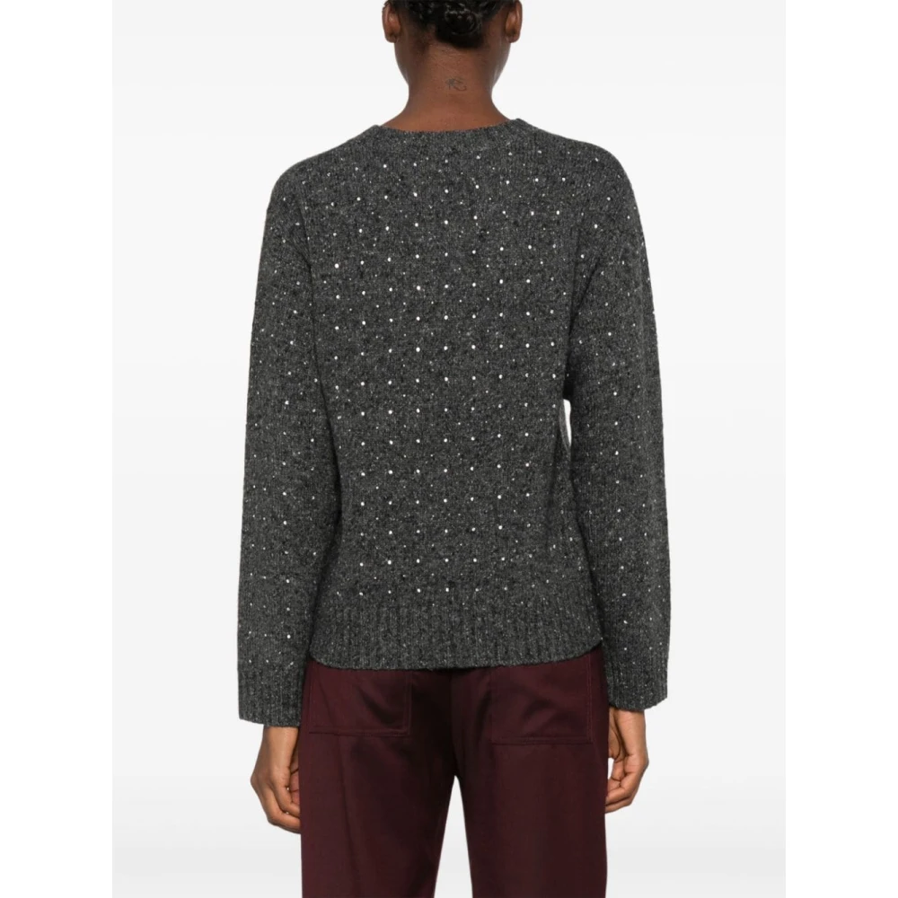 pinko Grijze Gebreide Trui met Kristalversiering Gray Dames